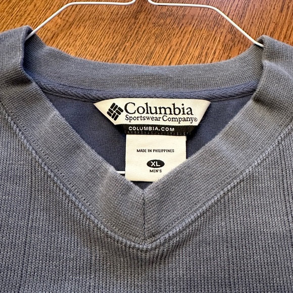 Columbia Woven Long-Sleeved V Neck Shirt Size XL Faded Heather Blue - Picture 3 of 4